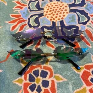 3/$10 🔥Flame Rimless Sunglasses – Purple & Green
